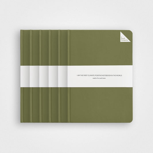 6 Pack Stone Paper Notebook Set︱A5 Hardcover, Grass green