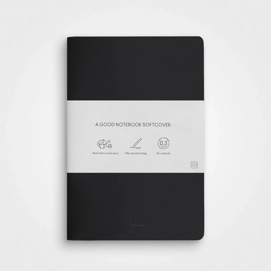 Stone Paper Notebook - A5 Softcover, Charcoal Black