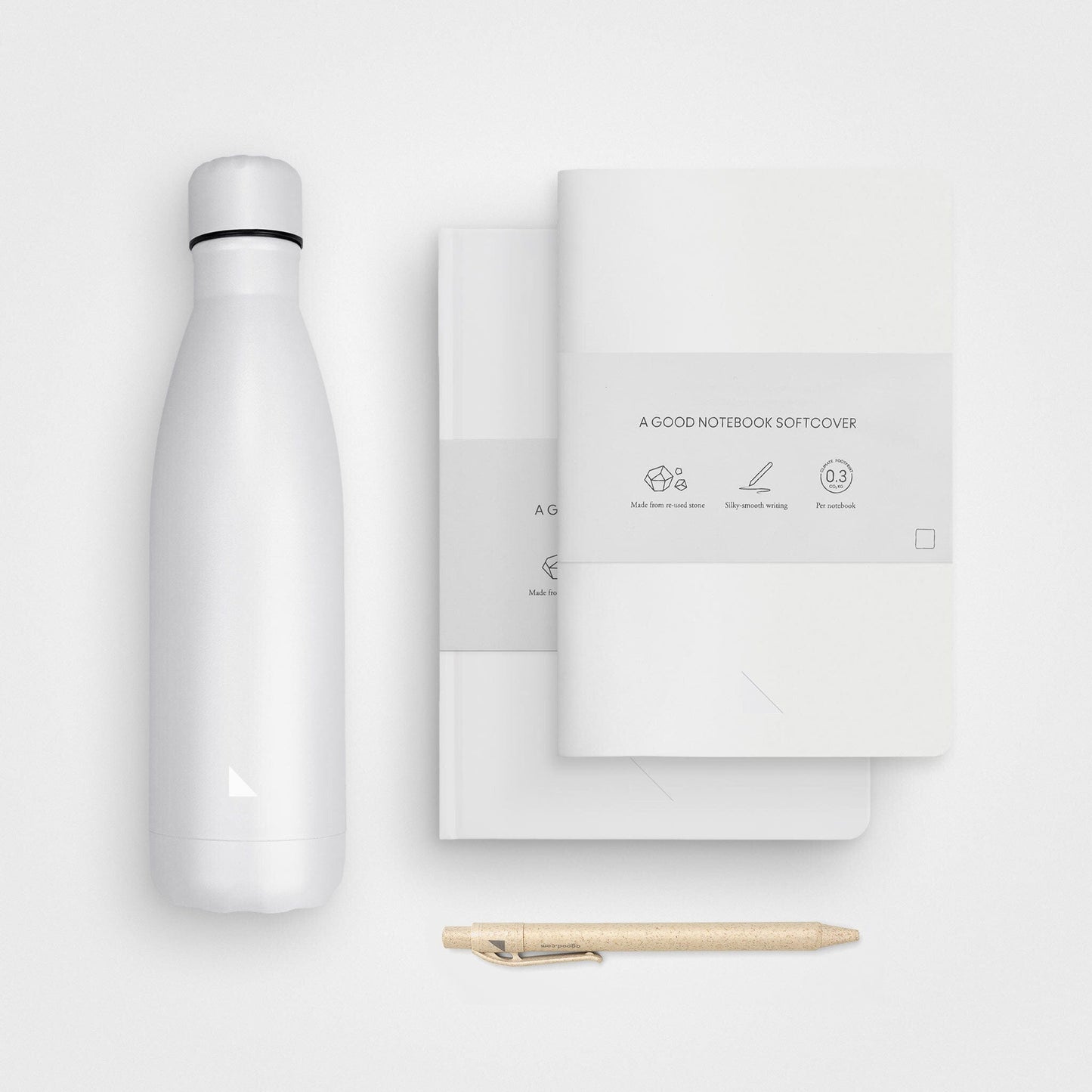 School Supply Pack - Notebooks, Pen & Bottle, White